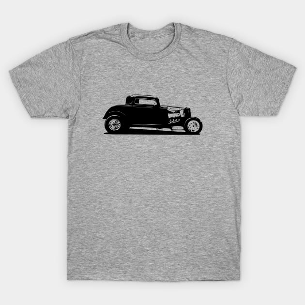 Classic American Thirties Hot Rod Car Silhouette T-Shirt by hobrath